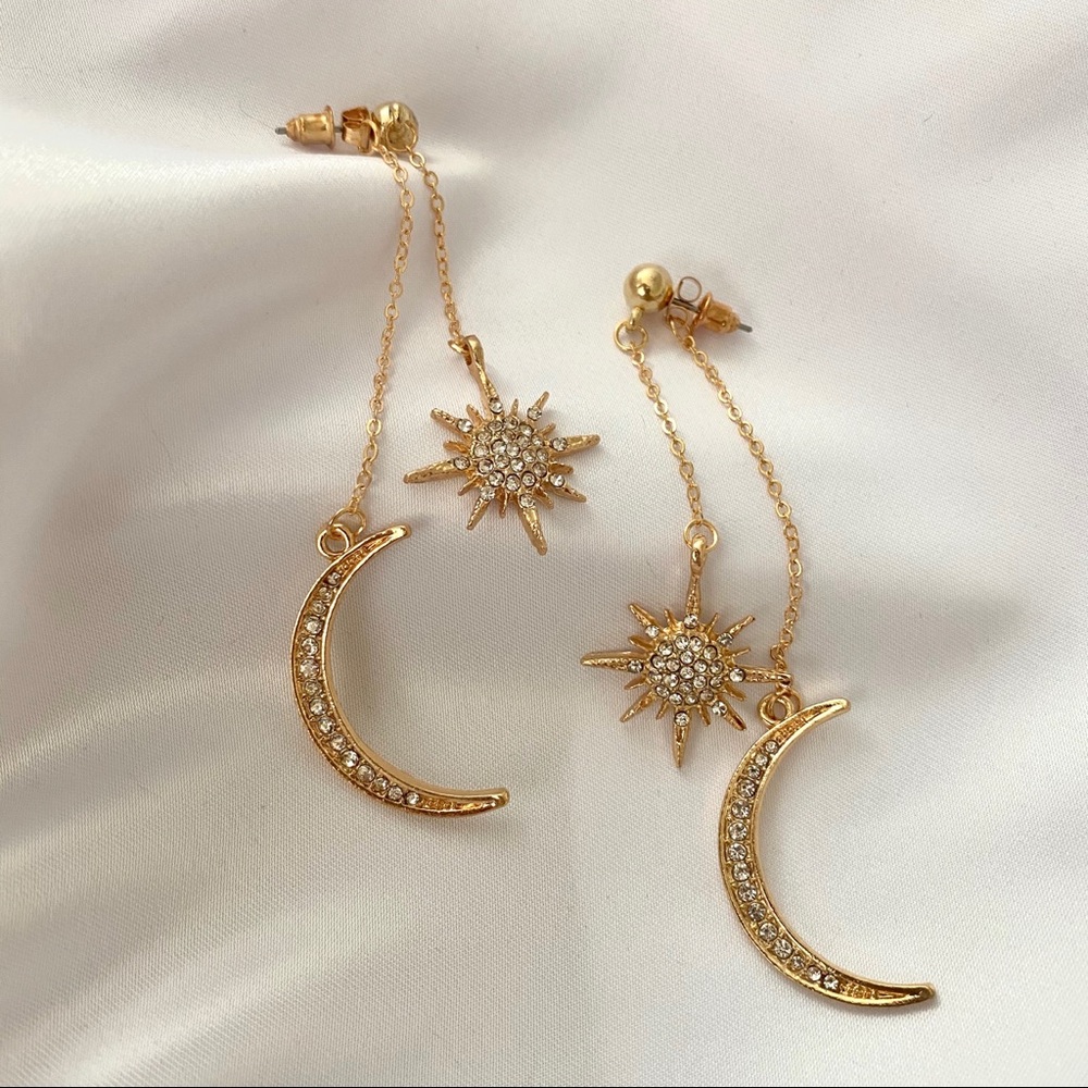 Moon and Star Dangle Earrings